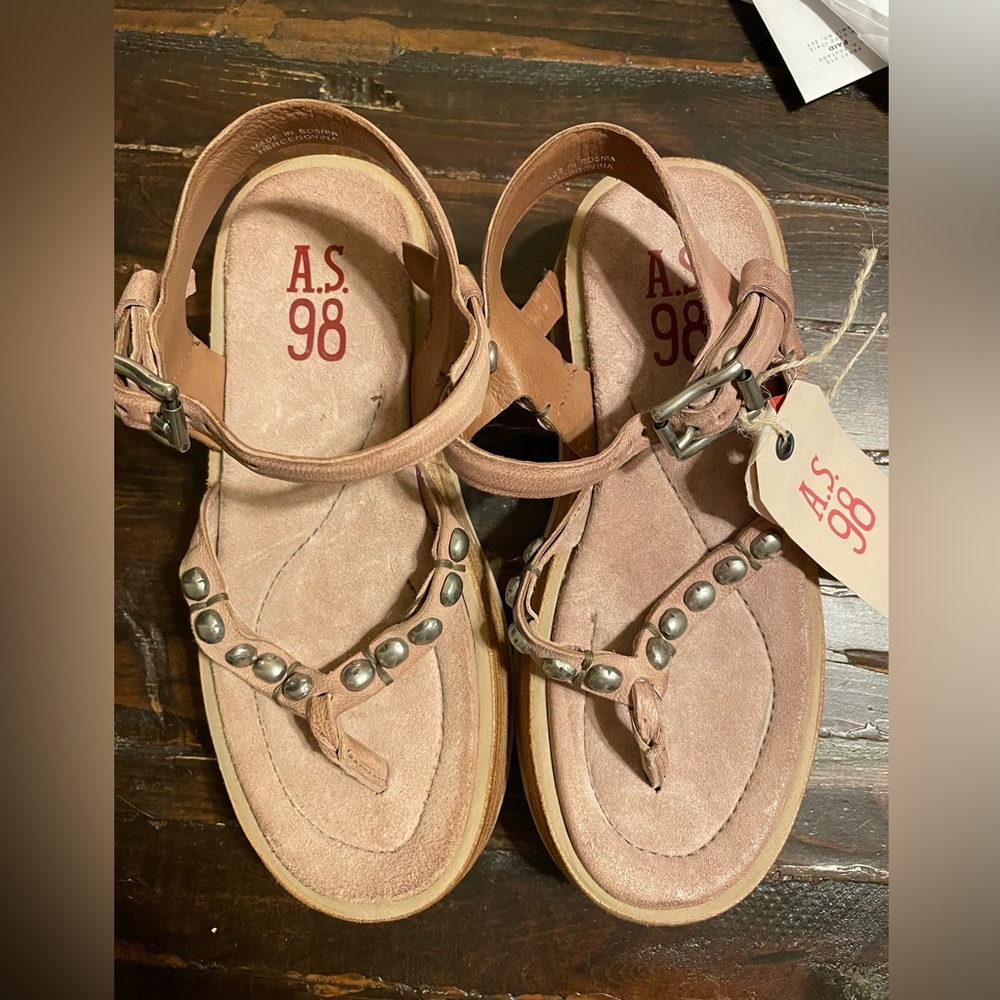 A.S. 98 leather platform studded sandals. Sz 36 (6-6.5)